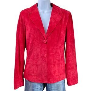 Bebe Red Leather Blazer Jacket Fully Lined Medium